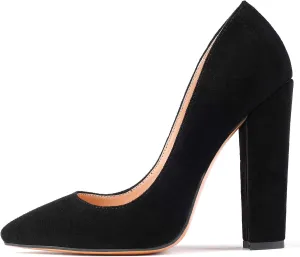 YODEKS Women's Block High Heel Pumps Sexy Pointed Toe Heels Slip On High Heel Comfort Shoes, 4.7 Inches Patent Lesther Business Shoes for Party Office Wedding Dress