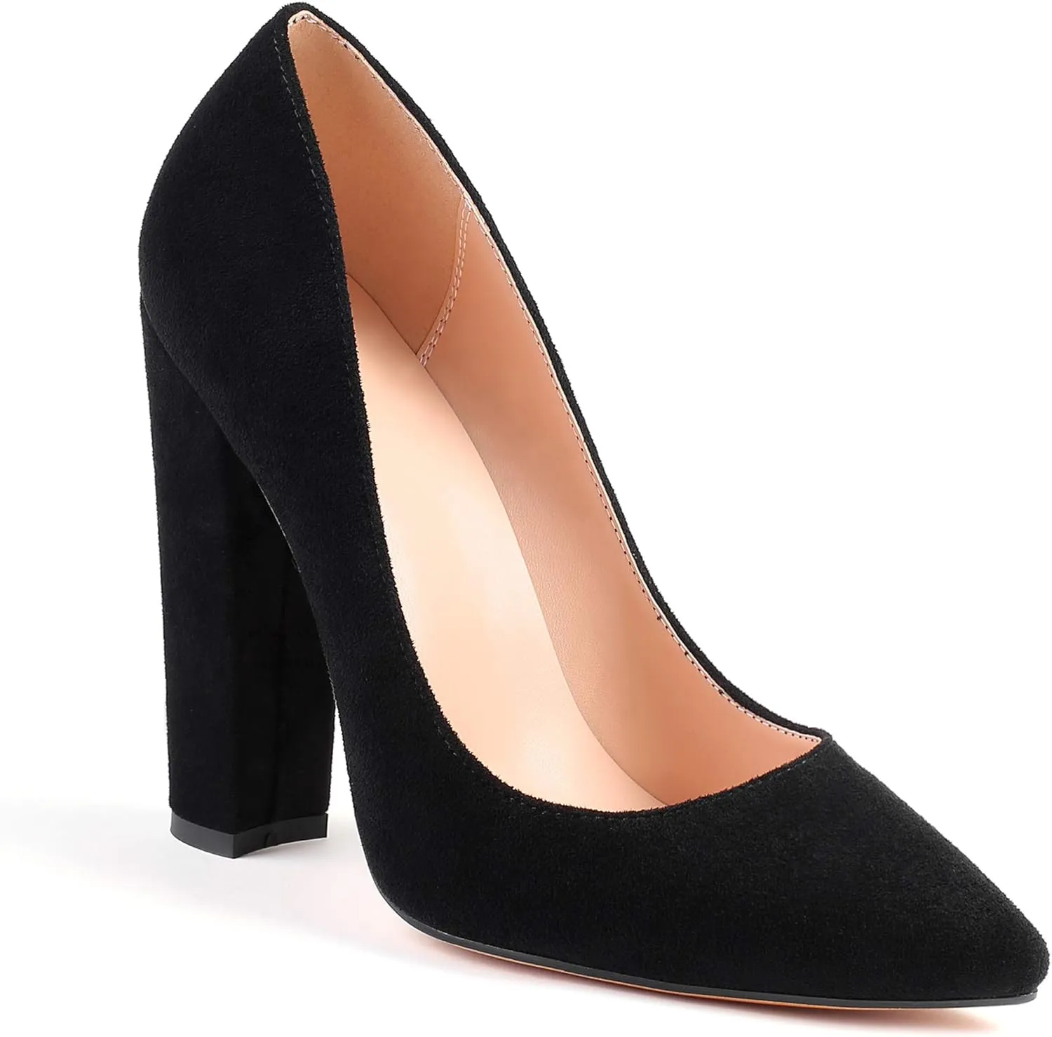 YODEKS Women's Block High Heel Pumps Sexy Pointed Toe Heels Slip On High Heel Comfort Shoes, 4.7 Inches Patent Lesther Business Shoes for Party Office Wedding Dress