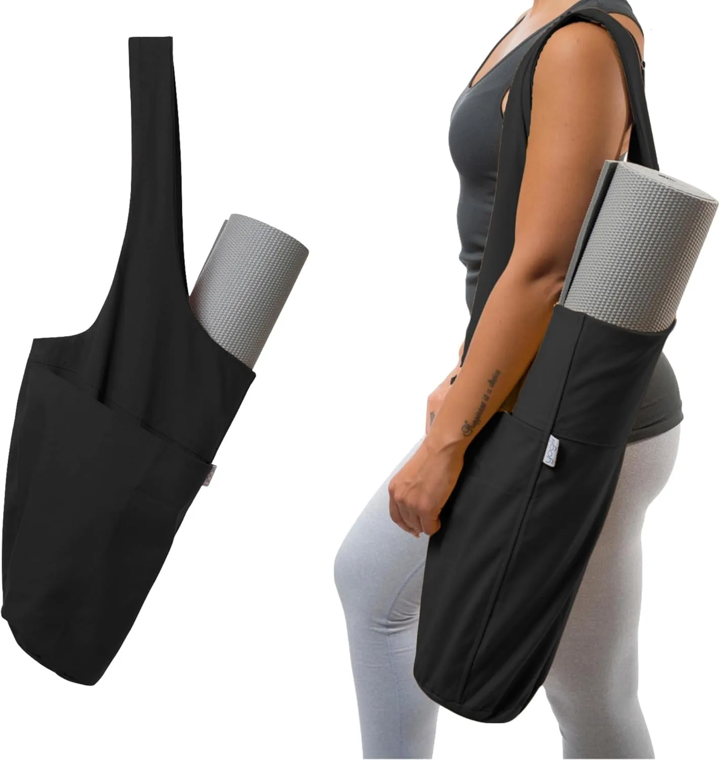 Yogiii Yoga Mat Bag | The Original YogiiiTote | Yoga Mat Carrier Tote Sling w/Large Side Pocket & Zipper Pocket | Fits Most Size Mats