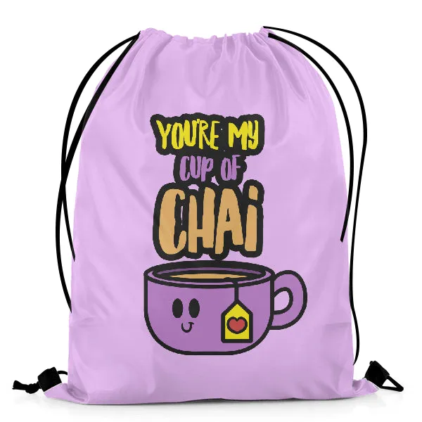 You're My Cup Of Chai DRAWSTRING BAG