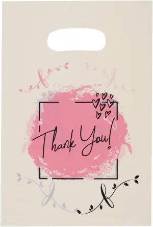 Ysmile Thank You Beige Plastic Shopping Bag, 11.8x15.8 Inch, Versatile Carrier Bag