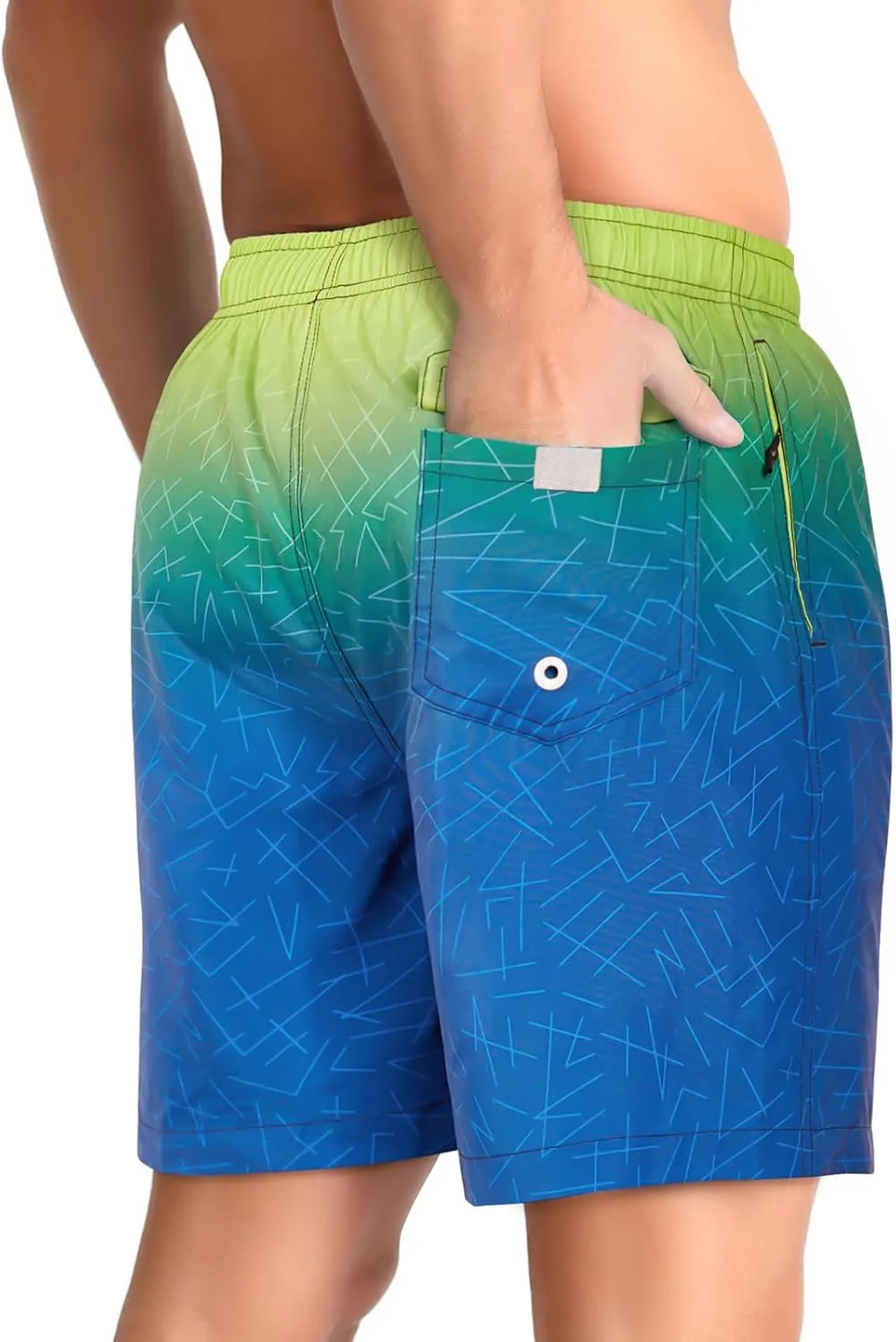 zeetoo Mens Swim Trunks with Compression Liner 5" Inseam Quick Dry Beach Shorts with Zipper Pockets