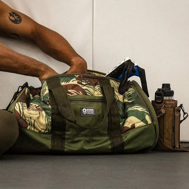 Zero Foxtrot Woobie Duffle Bag, large gym, travel, camping, overnight bag for men and women, military, tactical duffle with shoe compartment – 60L - Black Tiger Stripe