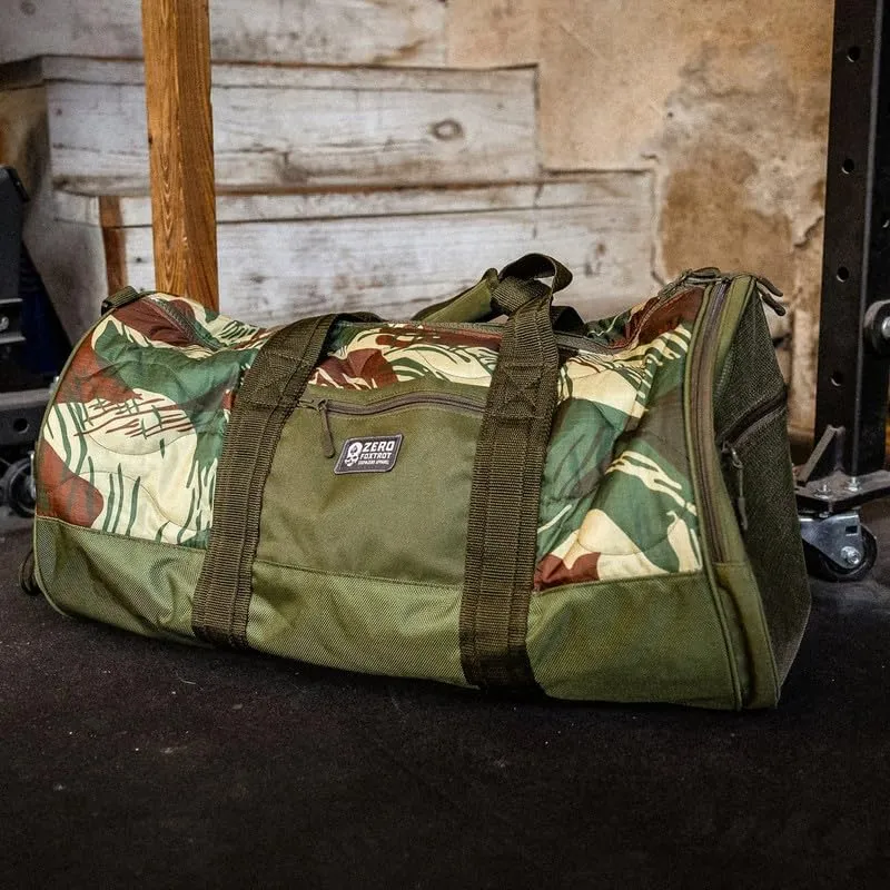 Zero Foxtrot Woobie Duffle Bag, large gym, travel, camping, overnight bag for men and women, military, tactical duffle with shoe compartment – 60L - Black Tiger Stripe