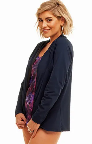 Zip Long Sleeve Rash - Chlorine Resistant SPF50  Z (2XL - 4XL) Navy