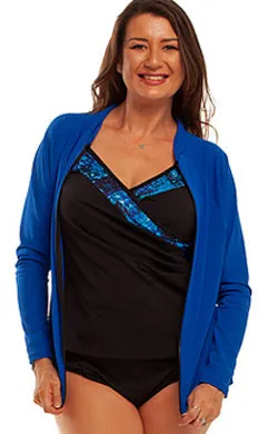 Zip Long Sleeve Rash - Chlorine Resistant SPF50  Z (2XL - 4XL) Navy