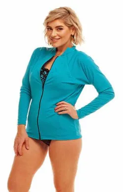 Zip Long Sleeve Rash - Chlorine Resistant SPF50  Z (2XL - 4XL) Navy