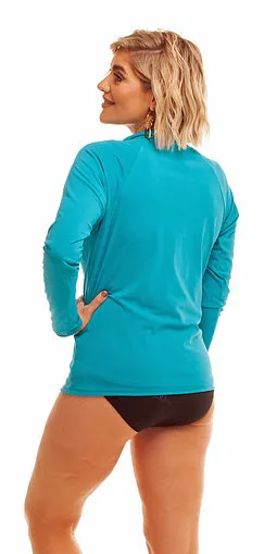 Zip Long Sleeve Rash - Chlorine Resistant SPF50  Z (2XL - 4XL) Navy