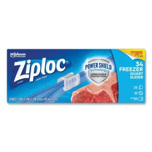 Ziploc® Slider Freezer Bags, 32 oz, 5.88" x 1.88" x 7.88", Clear, 34/Box