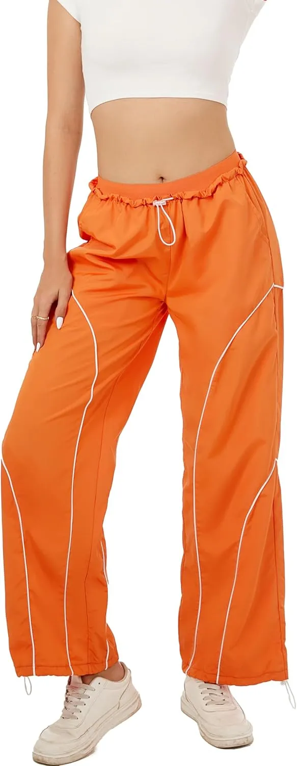 Zontroldy Cargo Pants Women Parachute Pants Y2K Baggy Casual High Waist Wide Leg Track Pants Streetwear