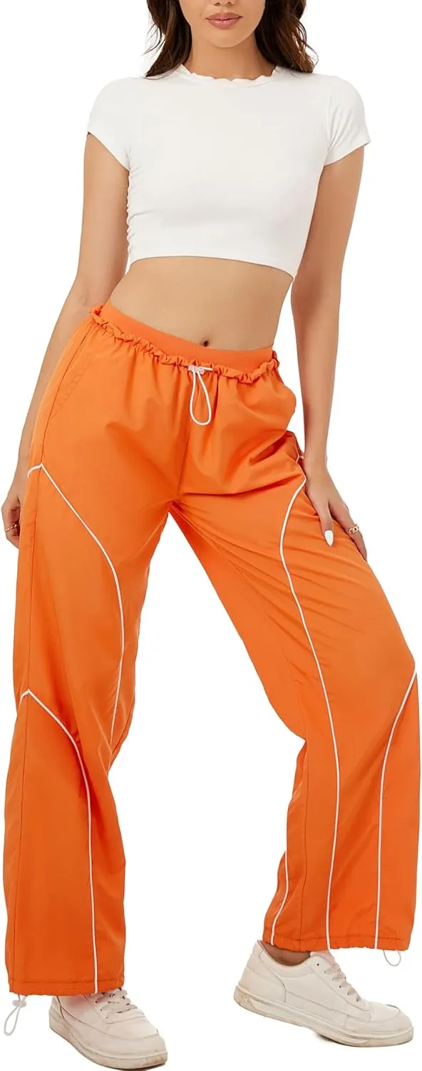 Zontroldy Cargo Pants Women Parachute Pants Y2K Baggy Casual High Waist Wide Leg Track Pants Streetwear