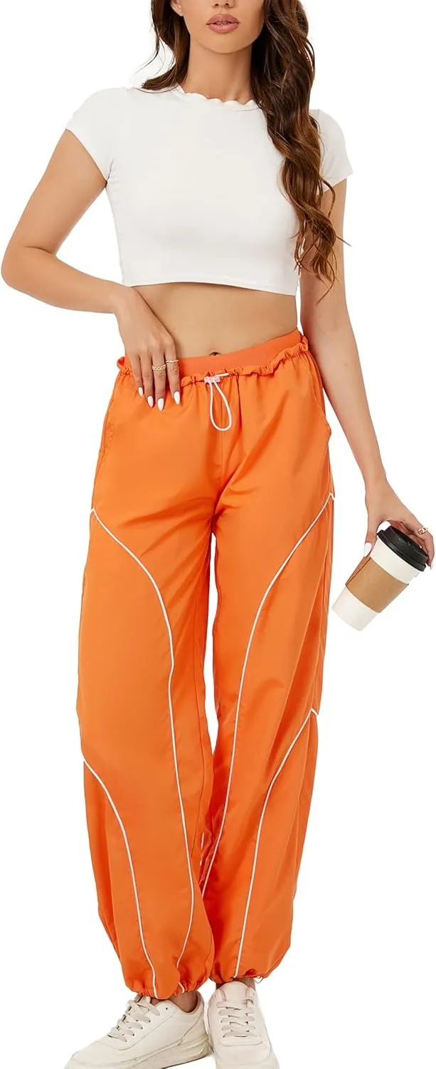 Zontroldy Cargo Pants Women Parachute Pants Y2K Baggy Casual High Waist Wide Leg Track Pants Streetwear