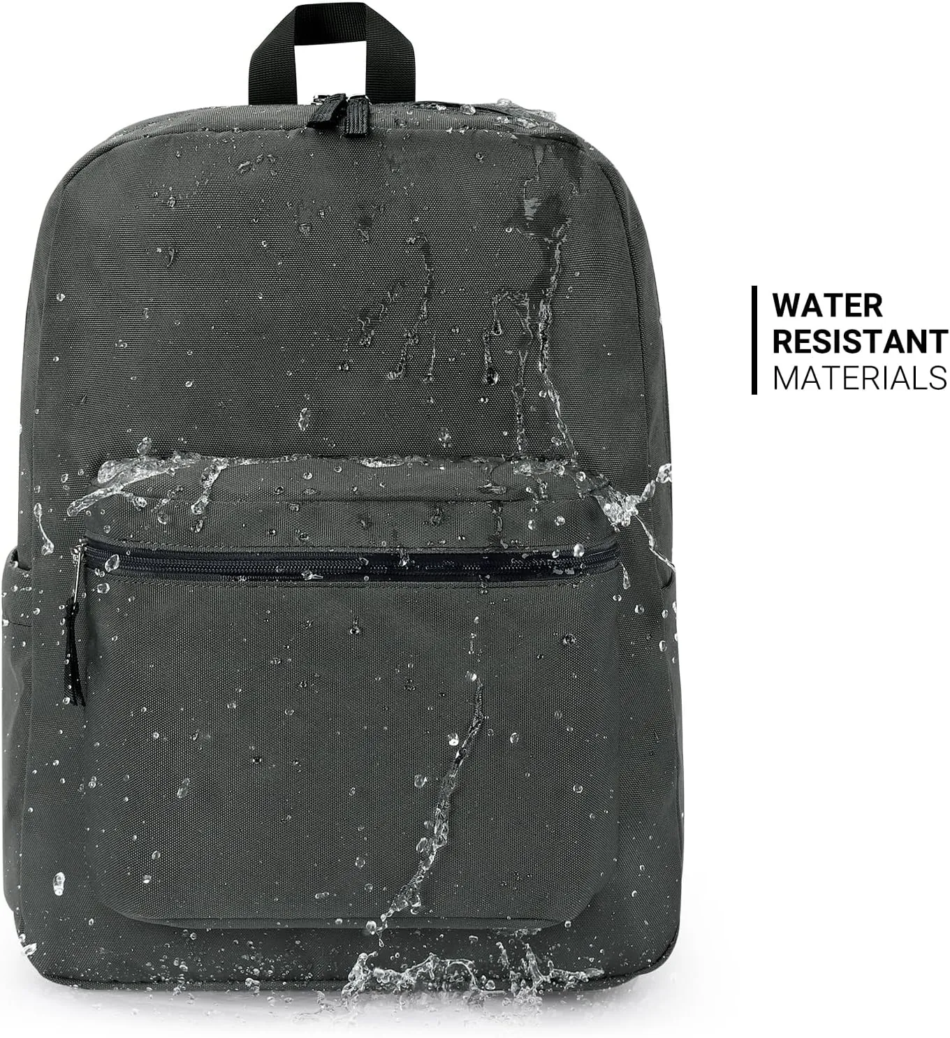 ZORFIN Simple Backpack for School Work Travel: Lightweight Bookbag for Girls and Boys - Water Resistant Backpacks for Men and Women - Graphite Grey