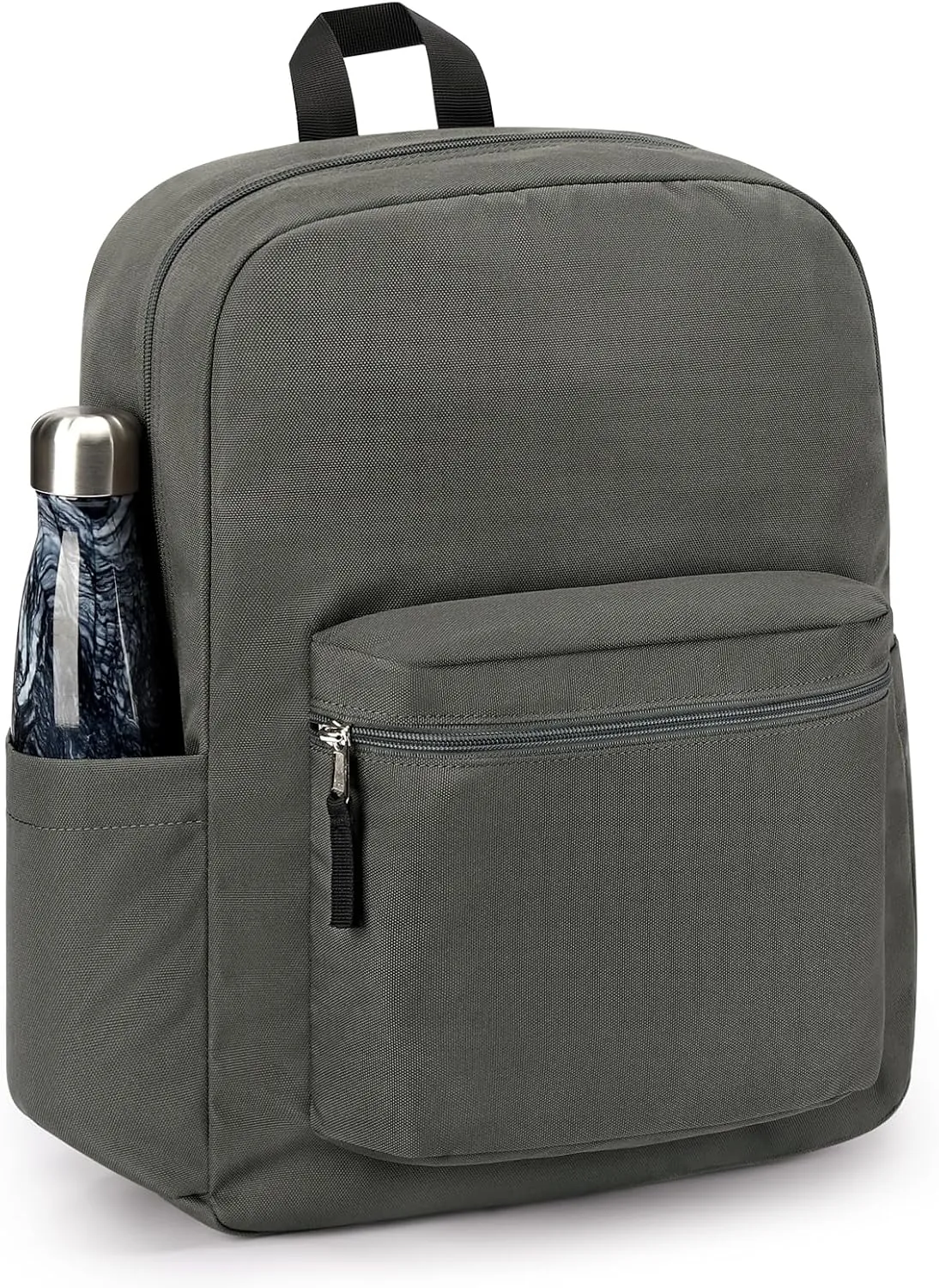 ZORFIN Simple Backpack for School Work Travel: Lightweight Bookbag for Girls and Boys - Water Resistant Backpacks for Men and Women - Graphite Grey