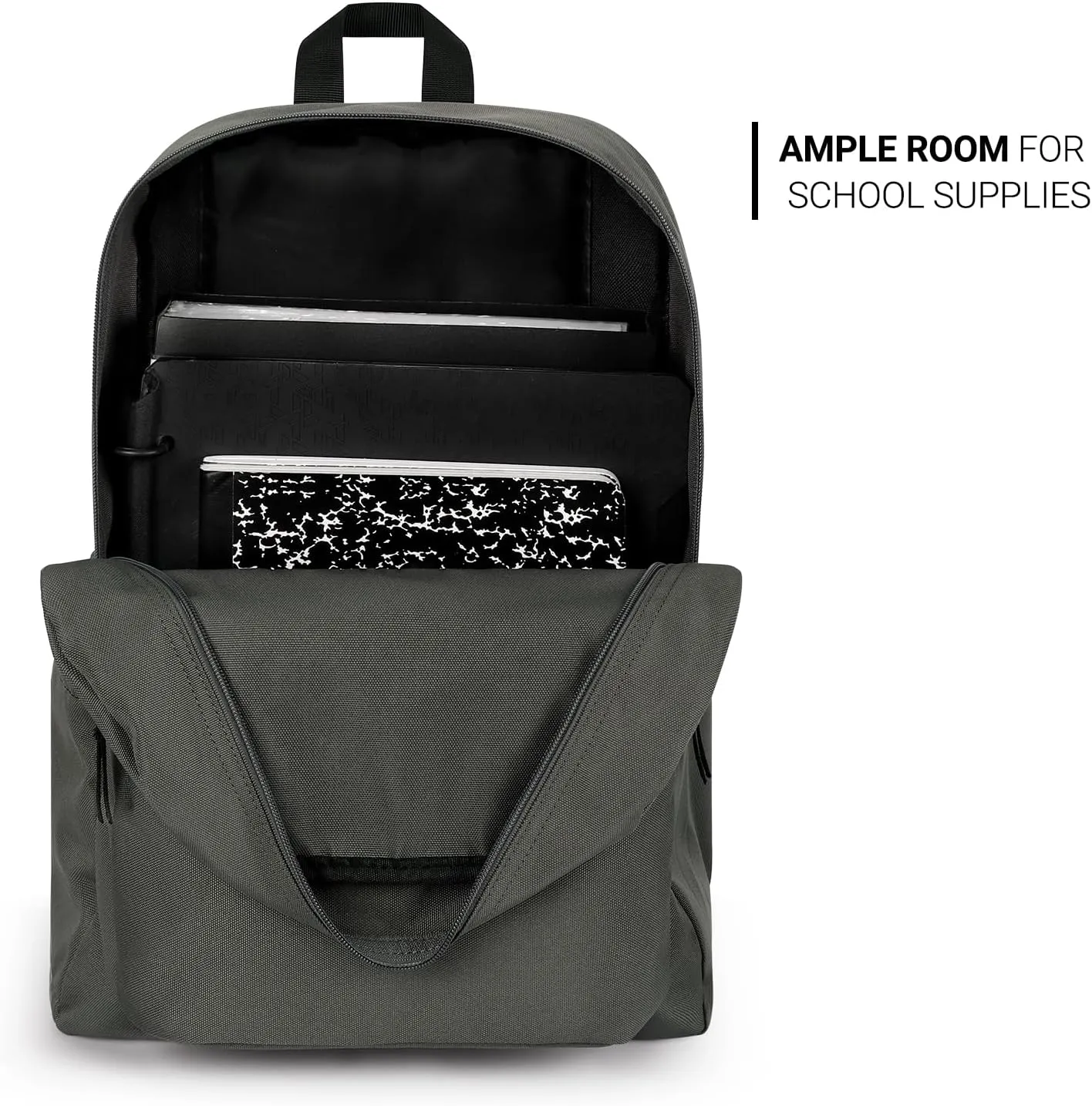ZORFIN Simple Backpack for School Work Travel: Lightweight Bookbag for Girls and Boys - Water Resistant Backpacks for Men and Women - Graphite Grey