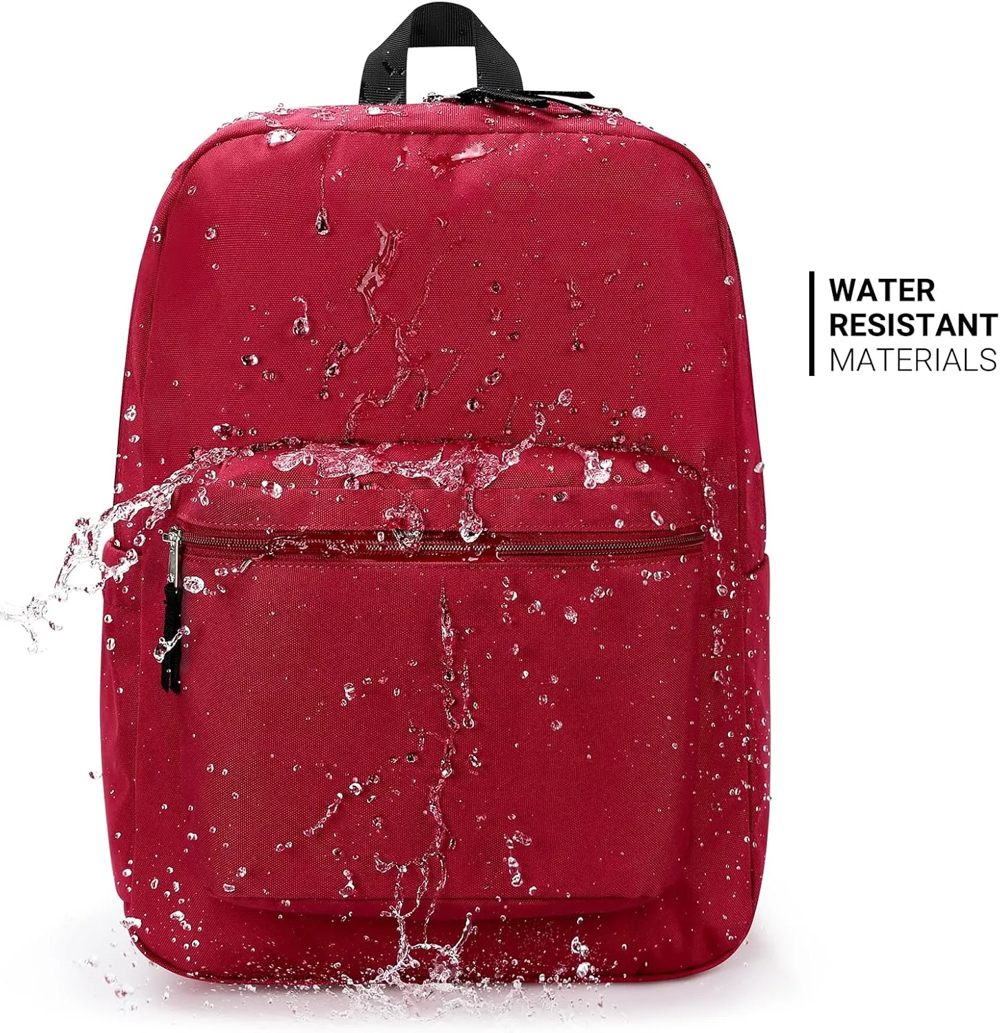 ZORFIN Simple Backpack for School Work Travel: Lightweight Bookbag for Girls and Boys - Water Resistant Backpacks for Men and Women - Russet Red
