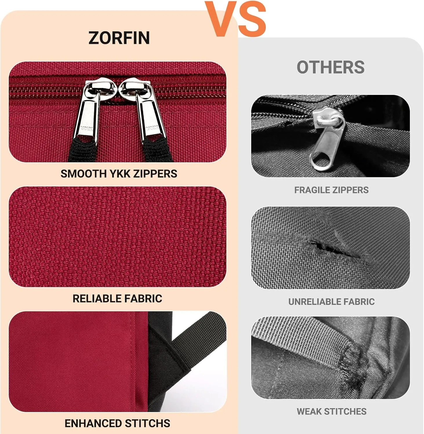 ZORFIN Simple Backpack for School Work Travel: Lightweight Bookbag for Girls and Boys - Water Resistant Backpacks for Men and Women - Russet Red