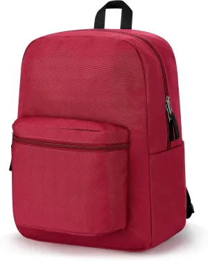 ZORFIN Simple Backpack for School Work Travel: Lightweight Bookbag for Girls and Boys - Water Resistant Backpacks for Men and Women - Russet Red