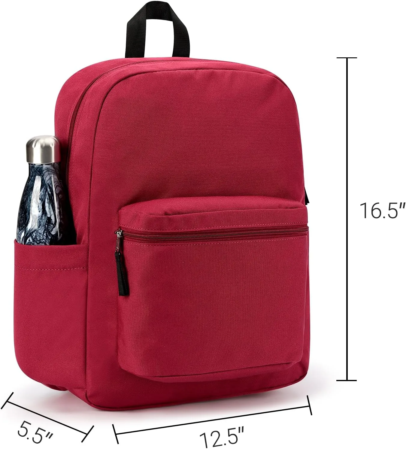 ZORFIN Simple Backpack for School Work Travel: Lightweight Bookbag for Girls and Boys - Water Resistant Backpacks for Men and Women - Russet Red