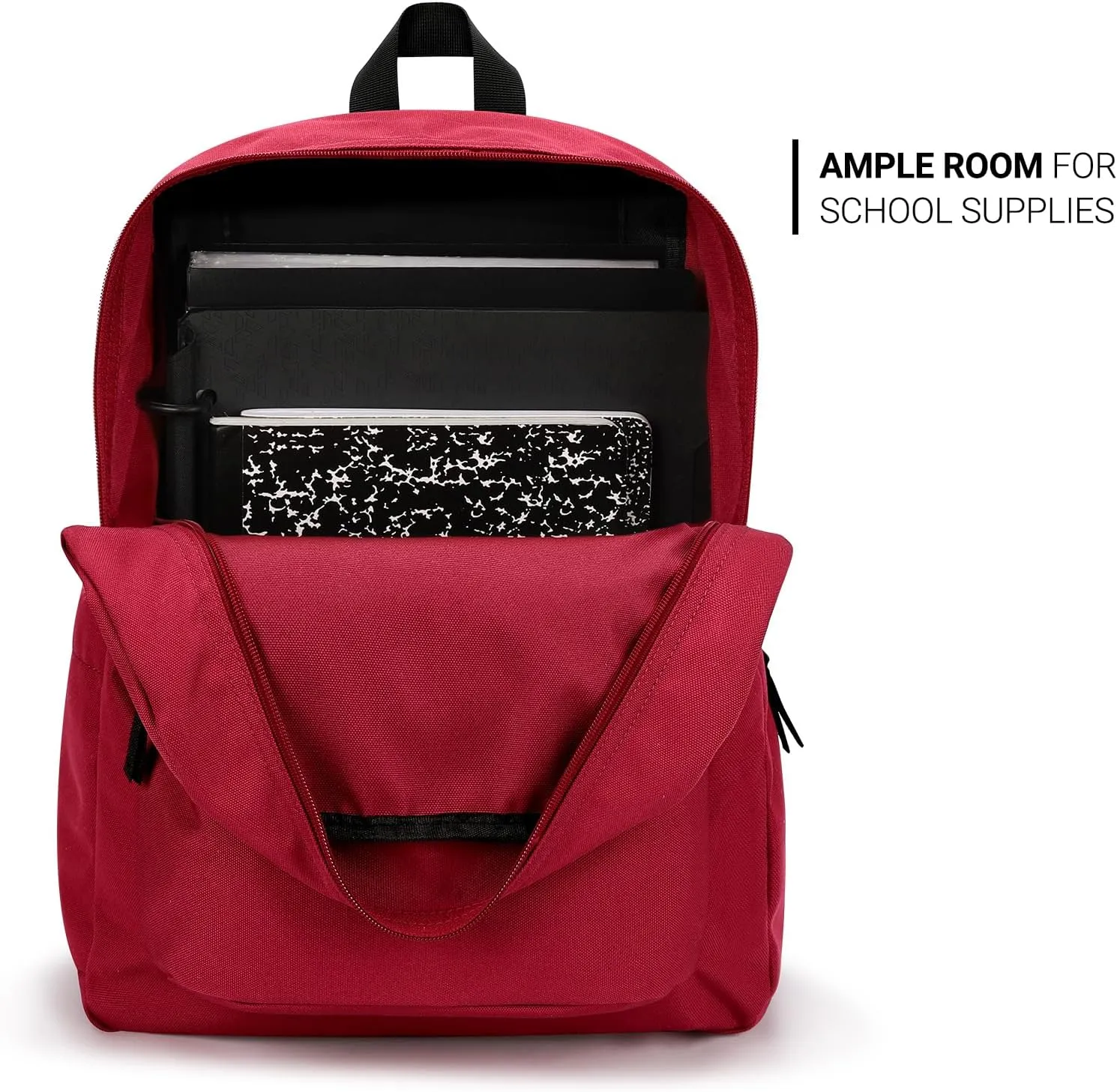 ZORFIN Simple Backpack for School Work Travel: Lightweight Bookbag for Girls and Boys - Water Resistant Backpacks for Men and Women - Russet Red