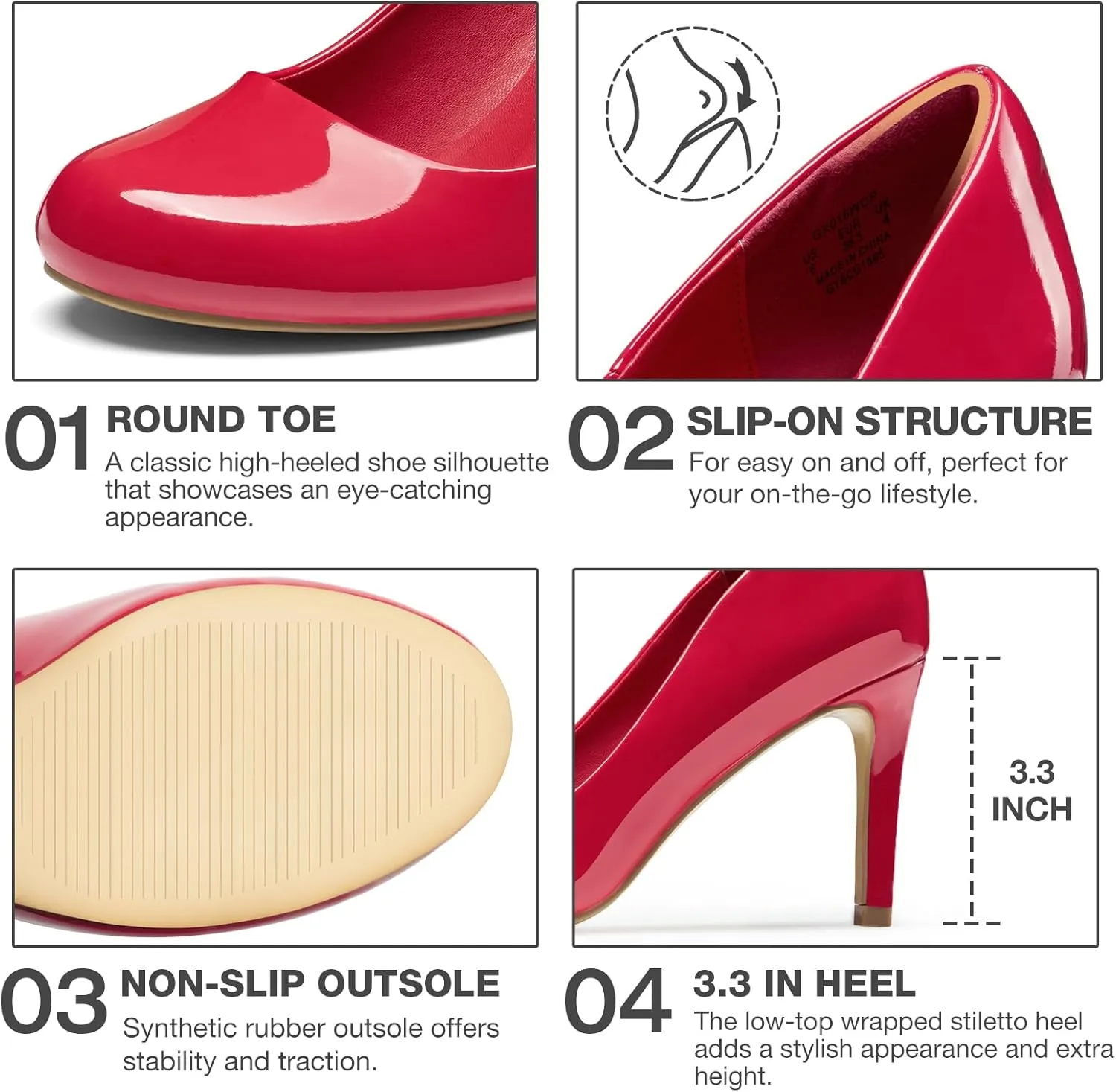 ZURIN Women's Round Toe Comfortable Stiletto Heels Closed Toe Dress Pumps Shoes for Wedding Work Office Business