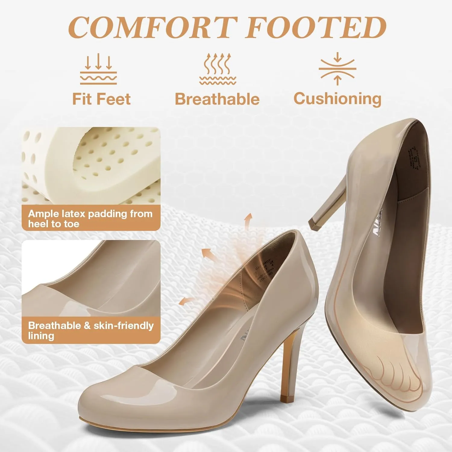 ZURIN Women's Round Toe Stiletto Heels Closed Toe Heels Comfortable Dress Pumps Shoes for Wedding Work Office Business 3 inch